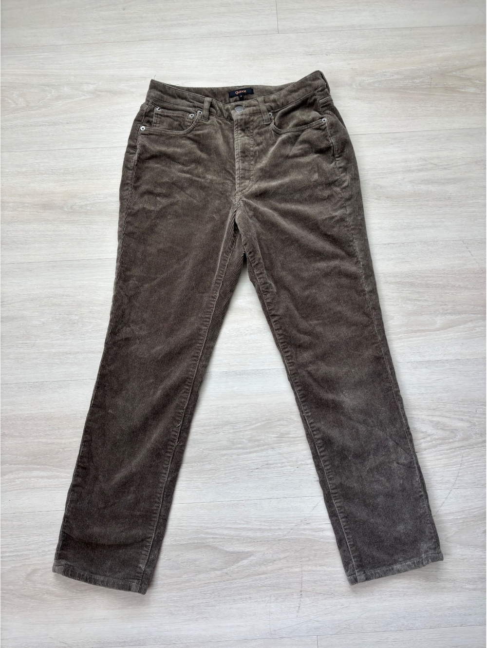 Quince Womens 4 Olive Green Corduroy Pants High Rise Straight Leg Y2K 90s